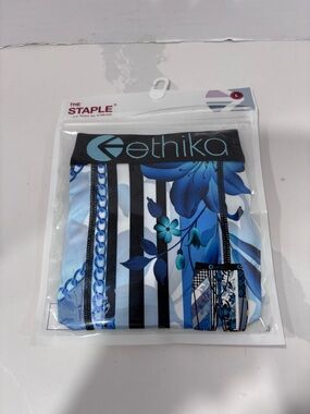 Ethika Men’s The Staple Blue Floral & Stripe Boxer Briefs Size L New